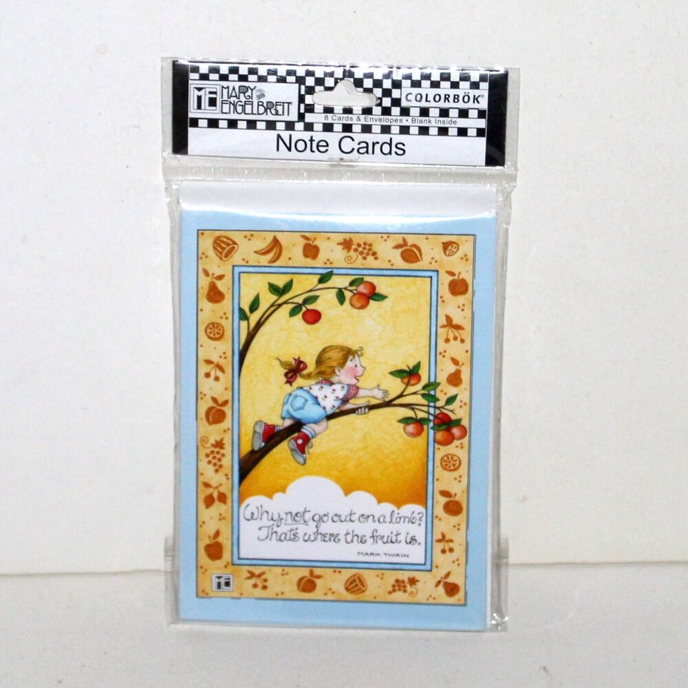 Mary Engelbreit set of 8 Cards and Envelopes blank Mark Twain children